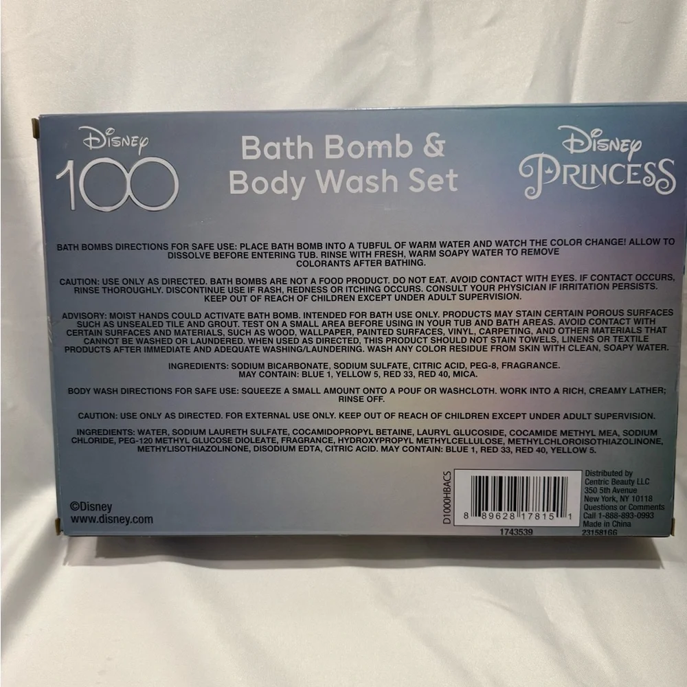 Disney Princess Bath Bomb & Body Wash 8 Piece Set New In Box